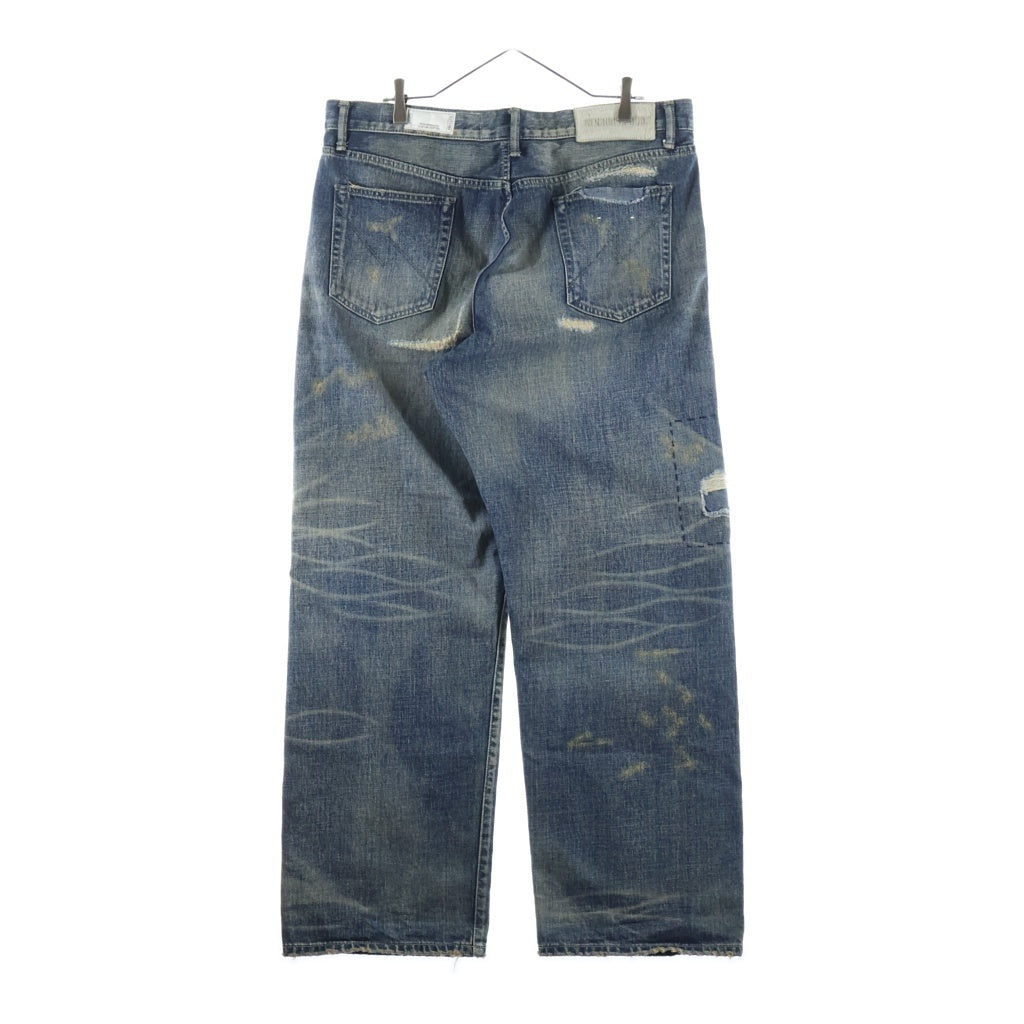 NEIGHBORHOOD(ネイバーフッド) 25SS SAVAGE DENIM DP WIDE PANTS サベージ ダメージリペア加工デニムパンツ インディゴ 251XBNH-PTM07