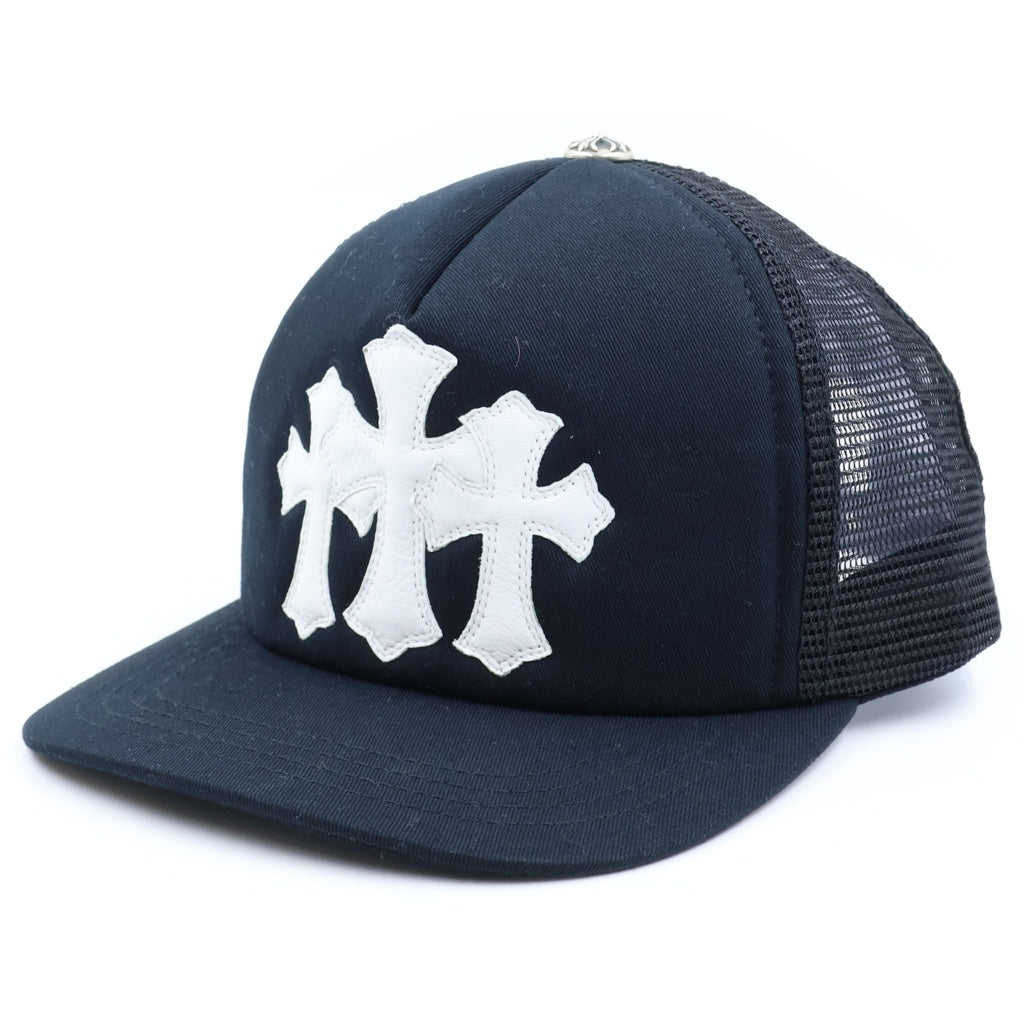 CHROME HEARTS(クロムハーツ) TRUCKER CAP トラッカーキャップ 3セメタリーレザーパッチメッシュキャップ 帽子 ブラック/ホワイト