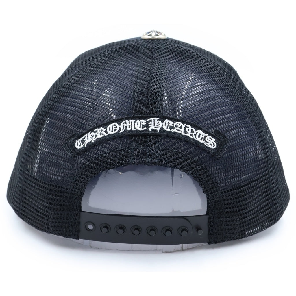 CHROME HEARTS(クロムハーツ) TRUCKER CAP トラッカーキャップ 3セメタリーレザーパッチメッシュキャップ 帽子 ブラック/ホワイト