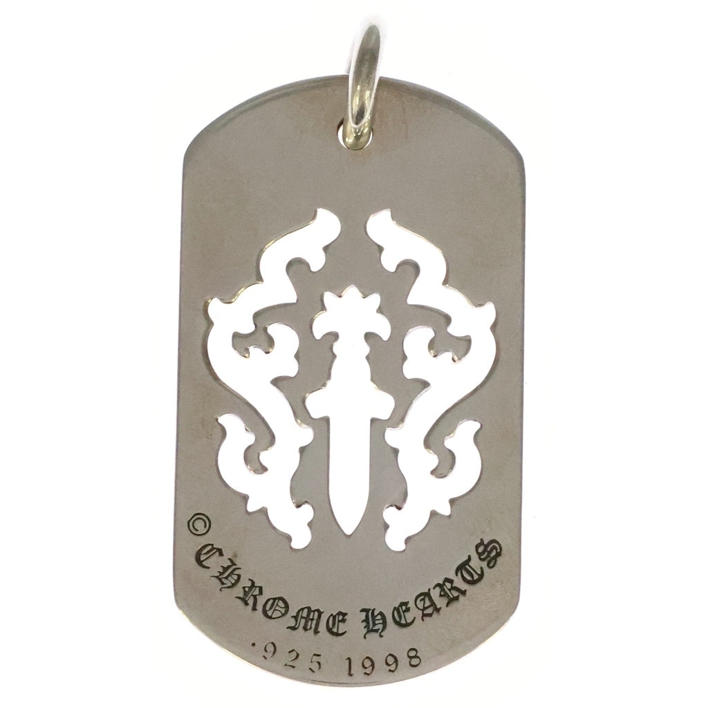 CHROME HEARTS(クロムハーツ) D TAG LRG DAGGER ヴァインダガーカットアウトドッグタグ ラージ ペンダントトップ シルバー BCA240