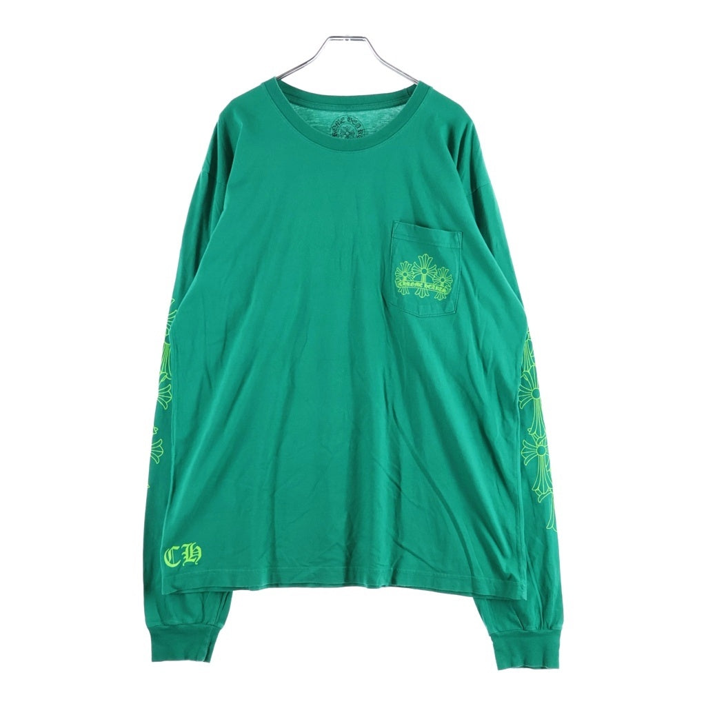 CHROME HEARTS(クロムハーツ) セメタリークロス 背面プリント ロングスリーブTシャツ 長袖Tシャツ カットソー グリーン