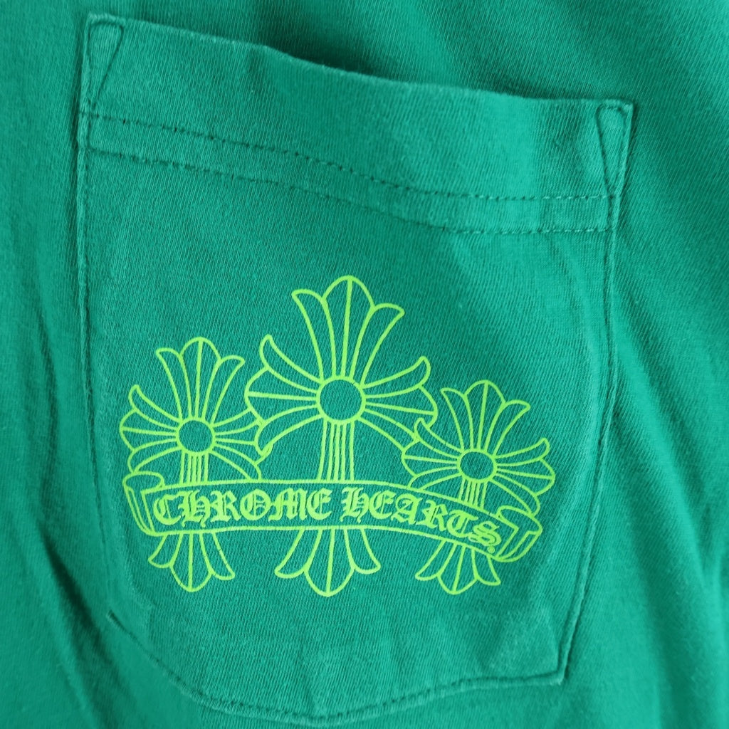 CHROME HEARTS(クロムハーツ) セメタリークロス 背面プリント ロングスリーブTシャツ 長袖Tシャツ カットソー グリーン