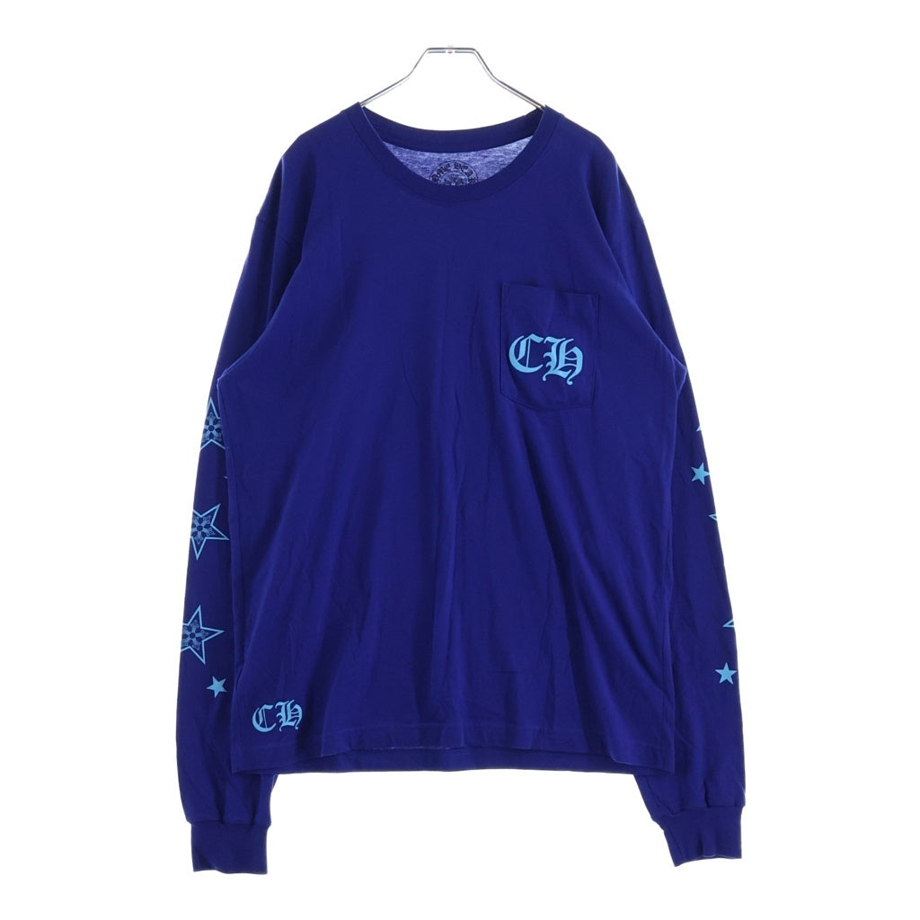 CHROME HEARTS(クロムハーツ) BLUE STAR LONG SLEEVE TEE バックスタープリントクルーネック長袖Tシャツ ロングスリーブカットソー ブルー