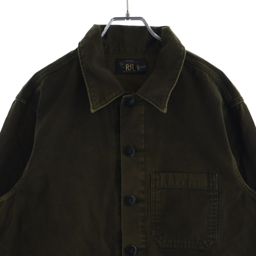 RRL(ダブルアールエル) リバースサティーン オーバーシャツ ロングスリーブ長袖シャツ ウォッシュドブラウン MNRRWOV16820372