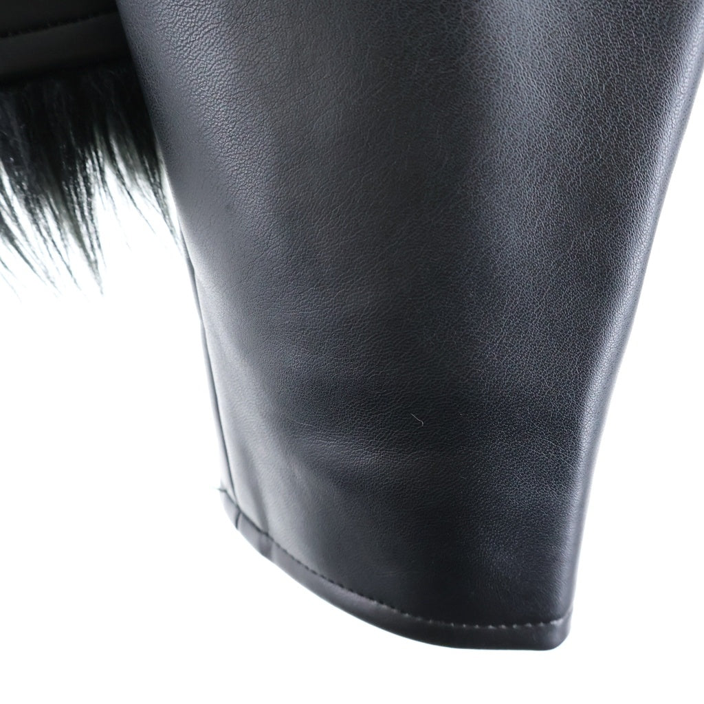 COMME des GARCONS HOMME PLUS(コムデギャルソンオムプリュス) フェイクレザー シングルライダース ノーカラーレザージャケット PL-J048 ブラック
