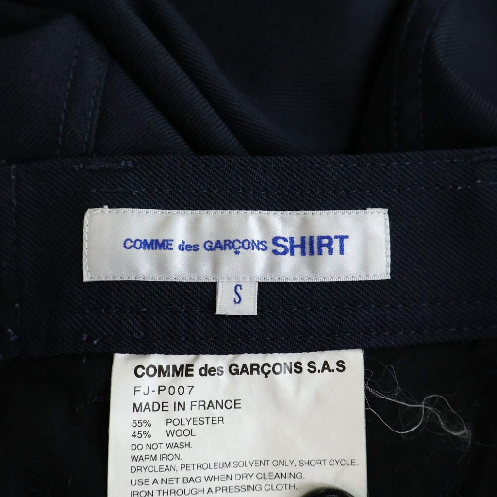 COMME des GARCONS SHIRT(コムデギャルソンシャツ) ウール ポリエステル ツイル サイドアジャストパンツ スラックス ネイビー FJ-P007
