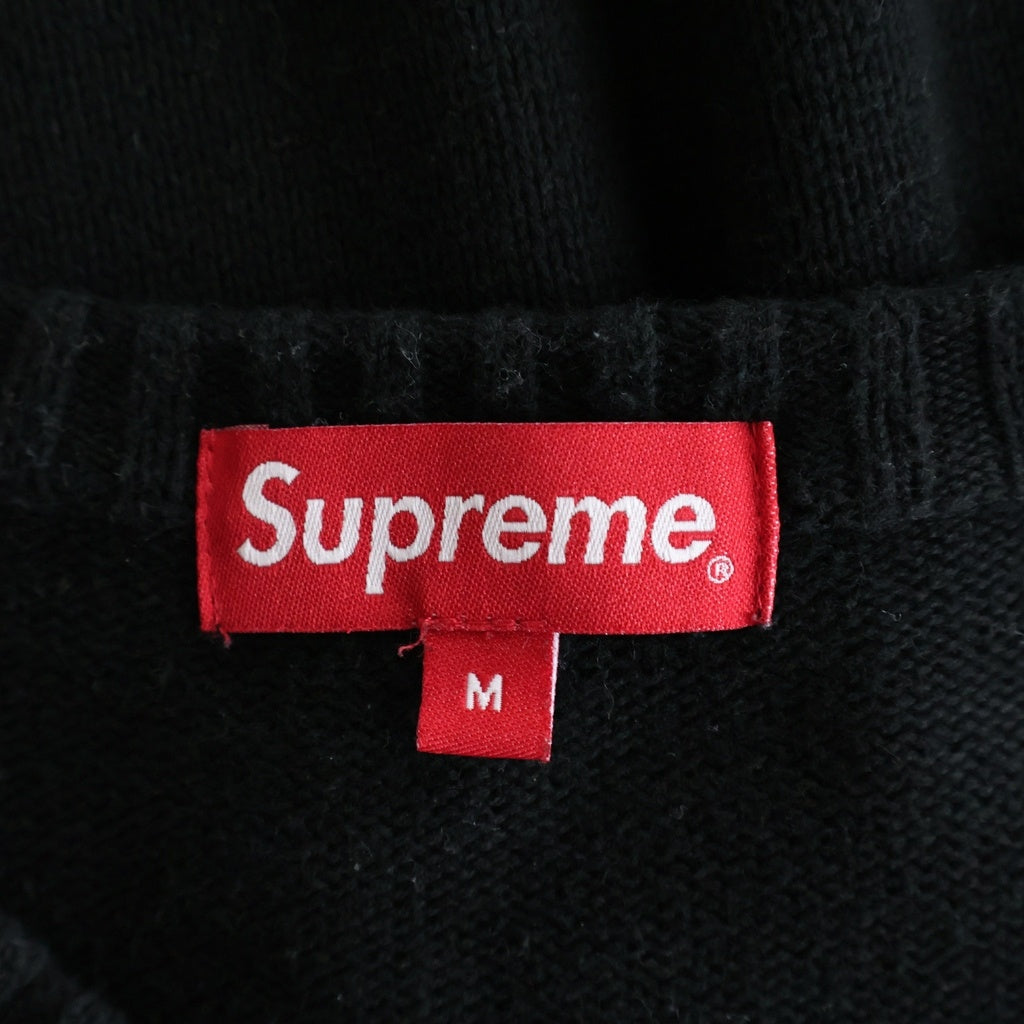 SUPREME(シュプリーム) 22SS Tonal Paneled Sweater フロントロゴ トーナル パーソナルトレーナー クルーネックニット セーター ブラック