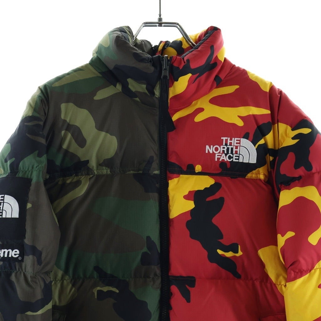 SUPREME(シュプリーム) 24SS × The North Face Split Nuptse Jacket Camo ザノースフェイス スプリットヌプシ ダウンジャケット カモフラ カーキ/レッド ND02400I