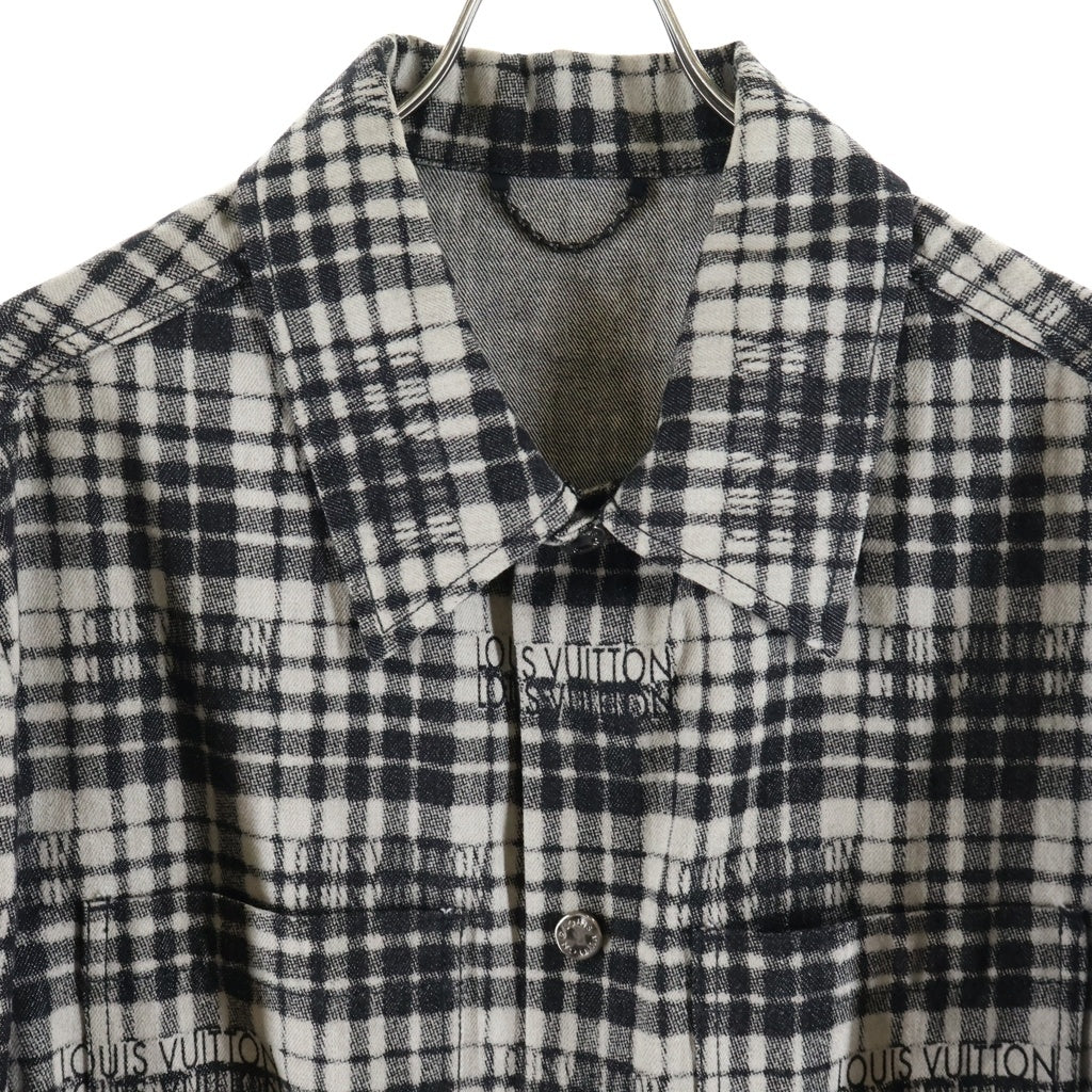 LOUIS VUITTON(ルイヴィトン) 23AW チェックロゴ オーバーサイズ 長袖シャツ ブラック HPA90W
