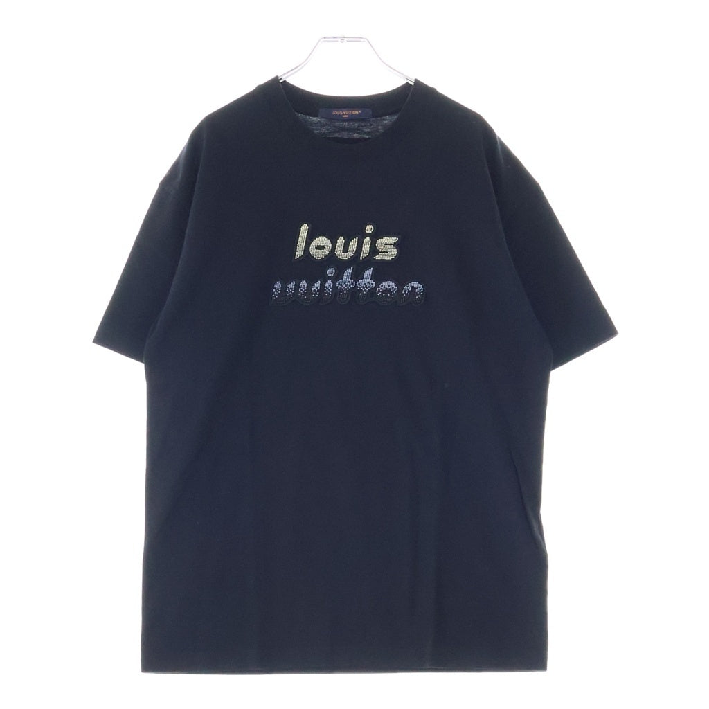 LOUIS VUITTON(ルイヴィトン) 22SS ビーズロゴ立体刺繍 半袖Tシャツ カットソー クルーネック ブラック HPY86W