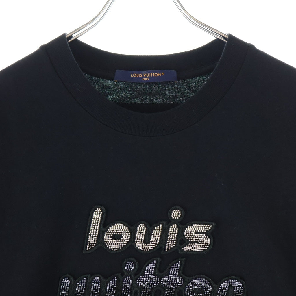 LOUIS VUITTON(ルイヴィトン) 22SS ビーズロゴ立体刺繍 半袖Tシャツ カットソー クルーネック ブラック HPY86W