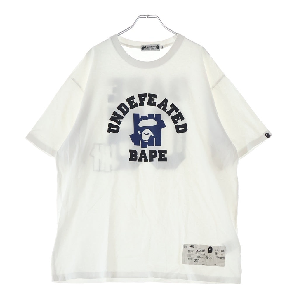 A BATHING APE(アベイシングエイプ) フロントプリント クルーネックコットン 半袖Tシャツ カットソー ホワイト 001TEI731921C