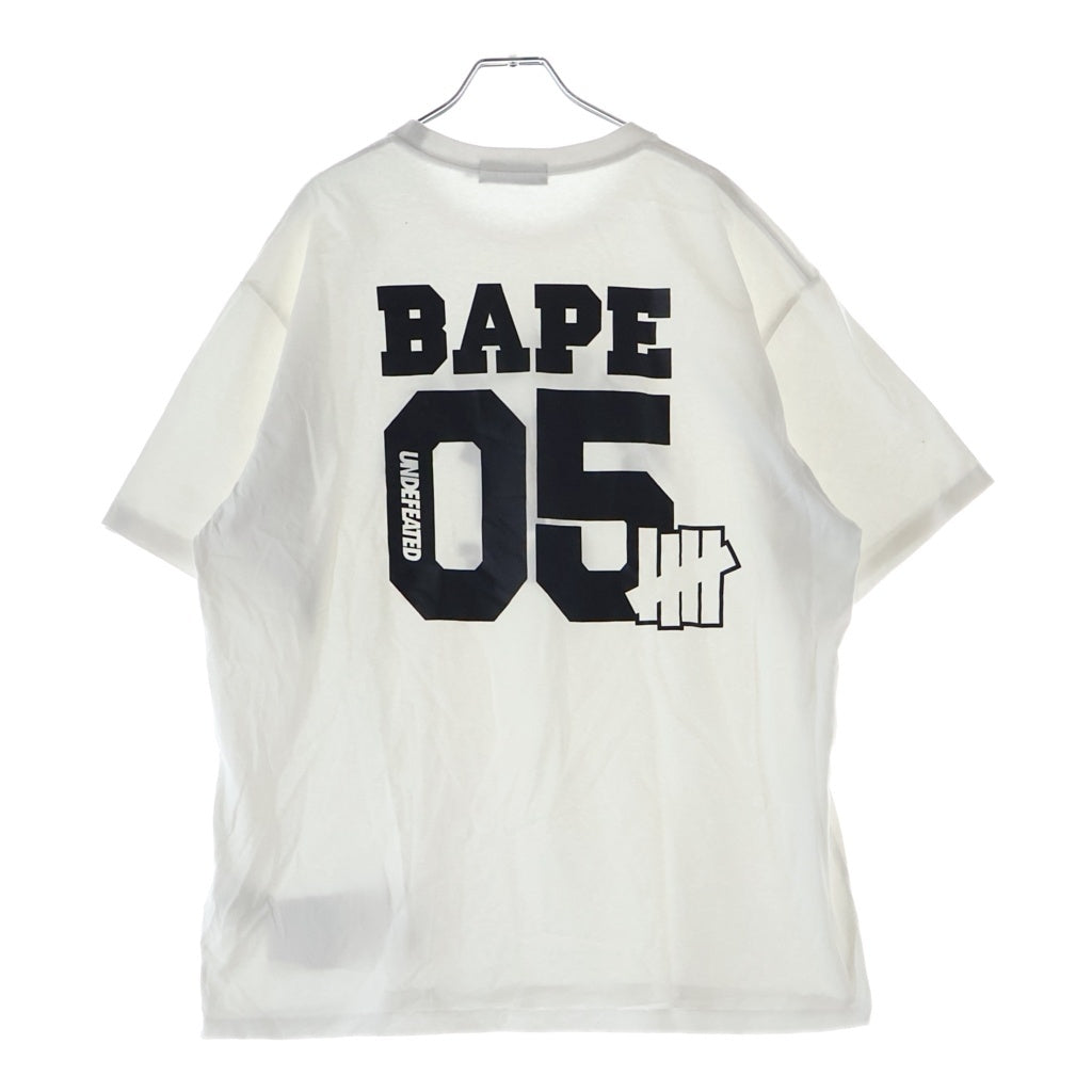 A BATHING APE(アベイシングエイプ) フロントプリント クルーネックコットン 半袖Tシャツ カットソー ホワイト 001TEI731921C