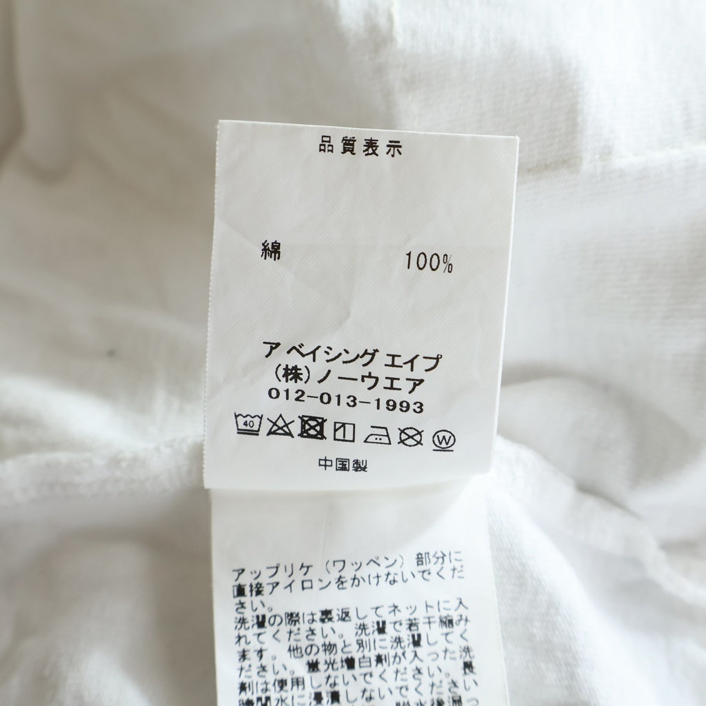 A BATHING APE(アベイシングエイプ) フロントプリント クルーネックコットン 半袖Tシャツ カットソー ホワイト 001TEI731921C