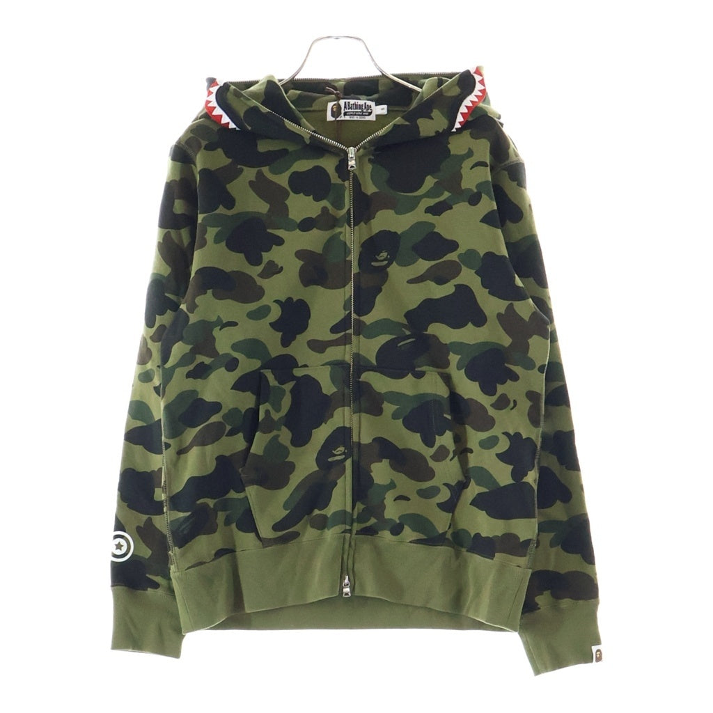A BATHING APE(アベイシングエイプ) 1ST CAMO SHARK FULL ZIP HOODIE ファーストカモ シャーク ジップアップ スウェット フーディー パーカー カーキ 0ZXSWM012151R