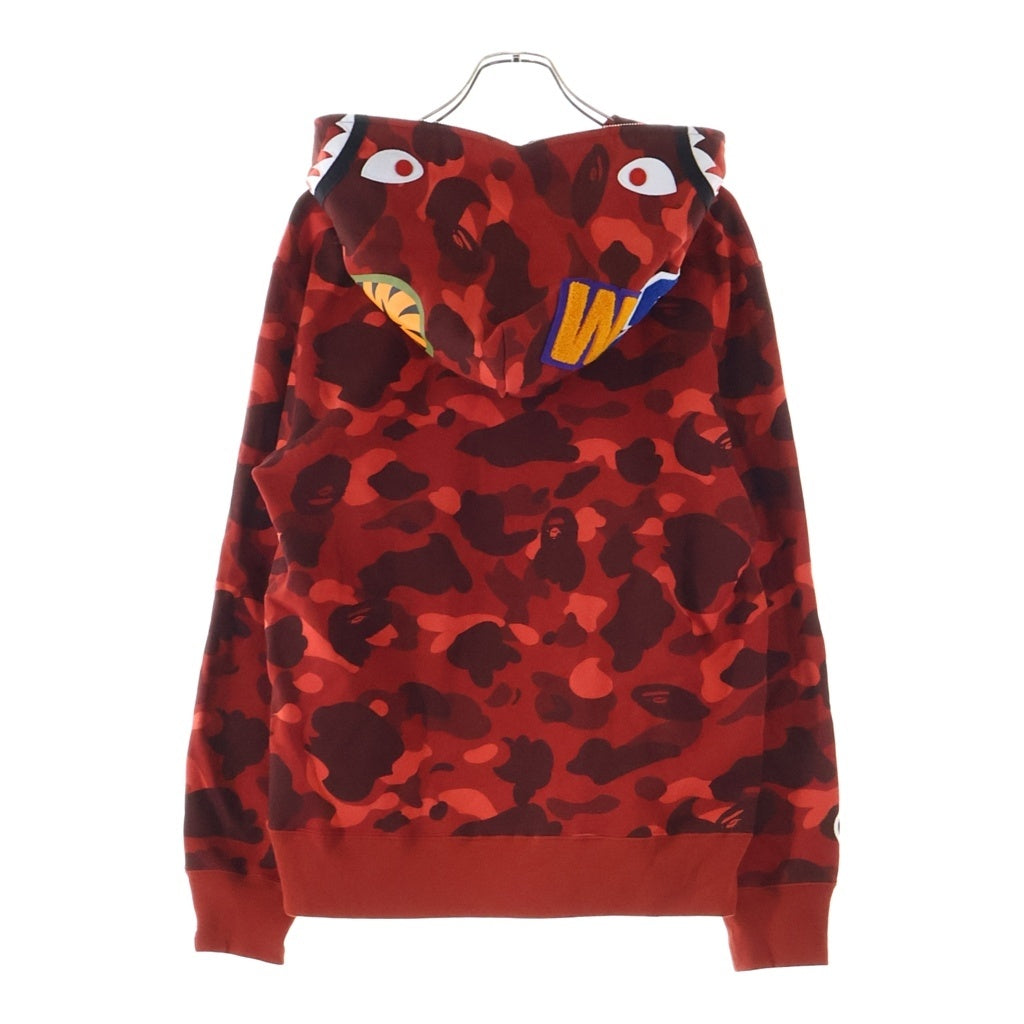 A BATHING APE(アベイシングエイプ) COLOR CAMO SHARK FULL ZIP HOODIE カラーカモ シャーク ジップアップ スウェットフーディ パーカー レッド 001ZPM201002M