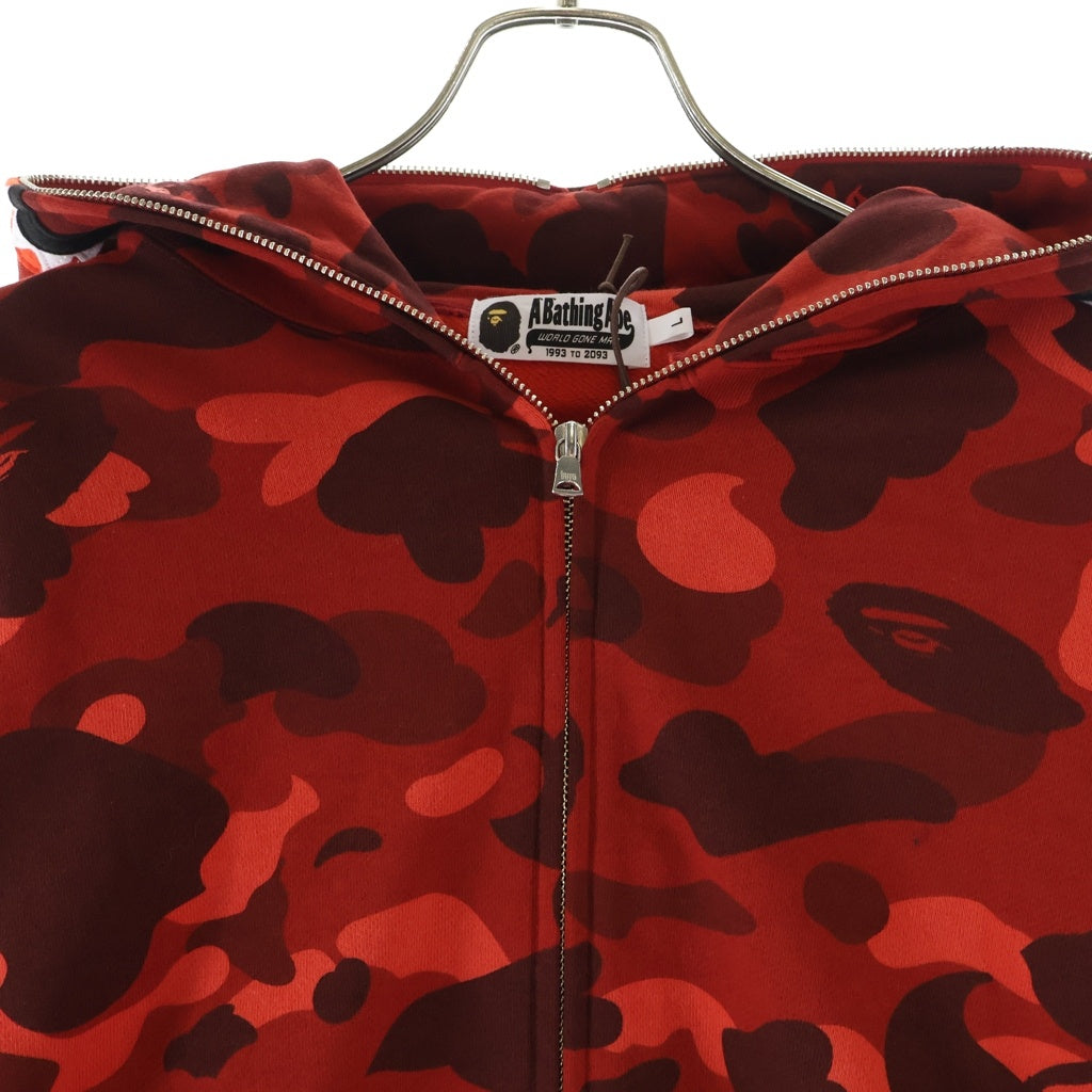 A BATHING APE(アベイシングエイプ) COLOR CAMO SHARK FULL ZIP HOODIE カラーカモ シャーク ジップアップ スウェットフーディ パーカー レッド 001ZPM201002M