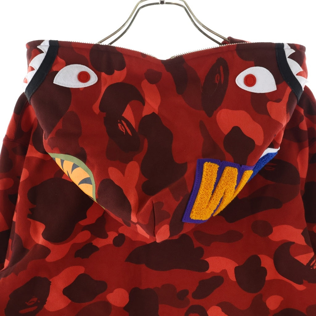 A BATHING APE(アベイシングエイプ) COLOR CAMO SHARK FULL ZIP HOODIE カラーカモ シャーク ジップアップ スウェットフーディ パーカー レッド 001ZPM201002M