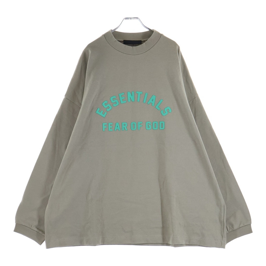 FEAR OF GOD ESSENTIALS(フィアオブゴッド エッセンシャルズ) HEAVY L/S T-SHIRT ヘビーオンス ラバーロゴ 長袖Tシャツ ロンT ベージュ