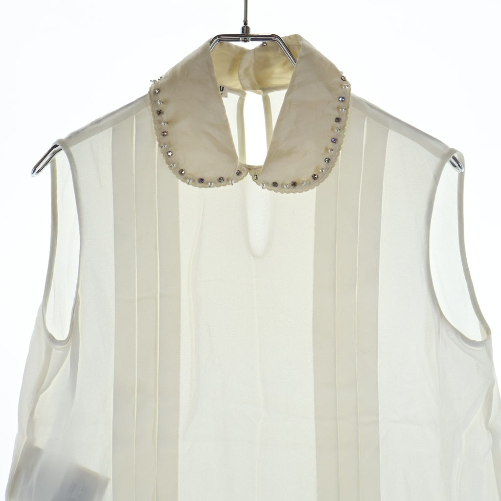 miumiu(ミュウミュウ) Blouse ビジュー付き ノースリーブブラウス ホワイト レディース MT1321