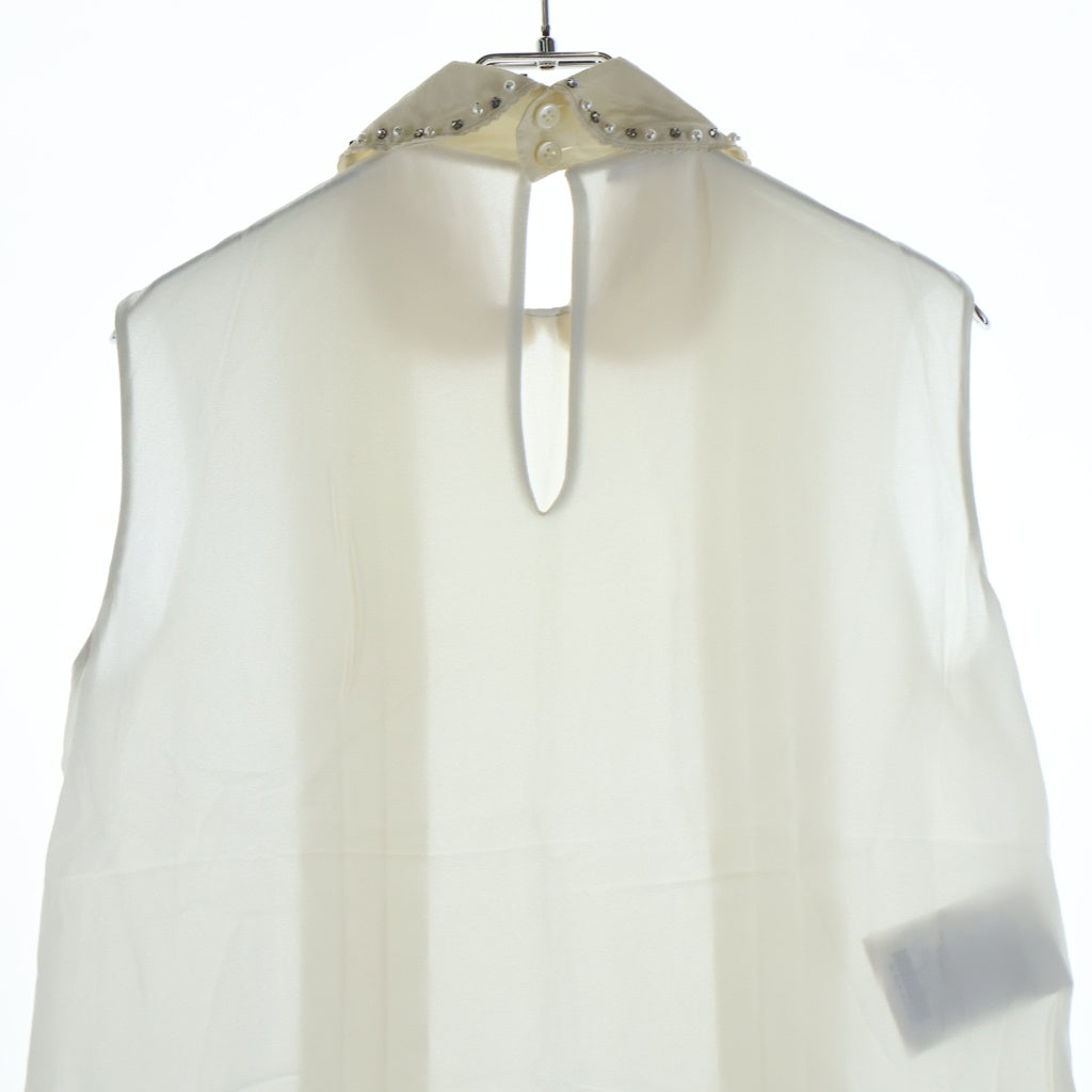 miumiu(ミュウミュウ) Blouse ビジュー付き ノースリーブブラウス ホワイト レディース MT1321