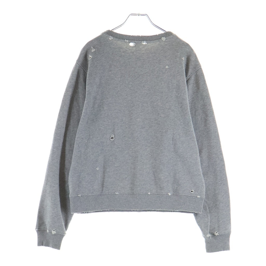 LOEWE(ロエベ) Destroy Anagram Sweatshirt ダメージ加工 アナグラム刺繍 クルーネックスウェットトレーナー グレー S359Y24X15