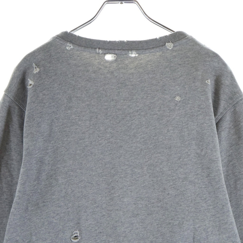 LOEWE(ロエベ) Destroy Anagram Sweatshirt ダメージ加工 アナグラム刺繍 クルーネックスウェットトレーナー グレー S359Y24X15