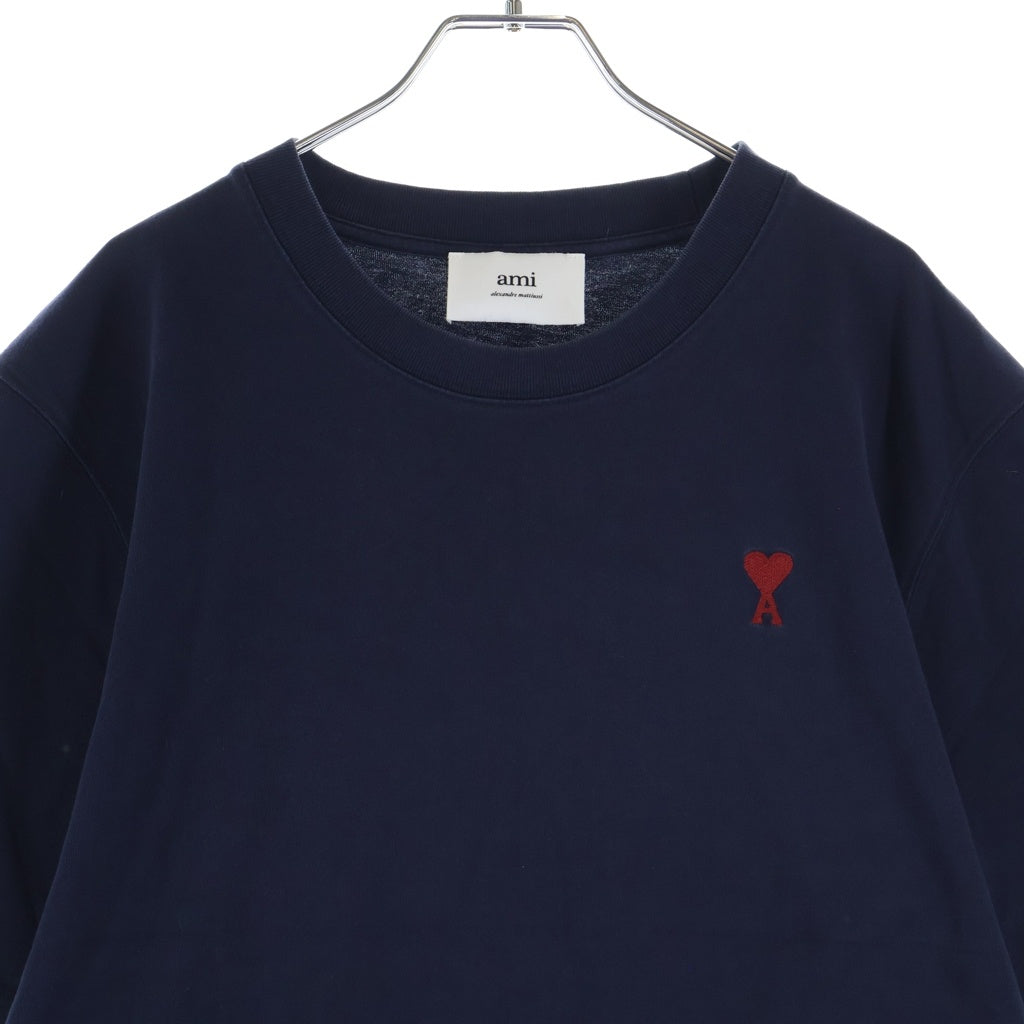 AMI Alexandre Mattiussi(アミアレクサンドルマテュッシ) T-Shirt ハートロゴ刺繍 半袖Tシャツ ブラック UTS005.726