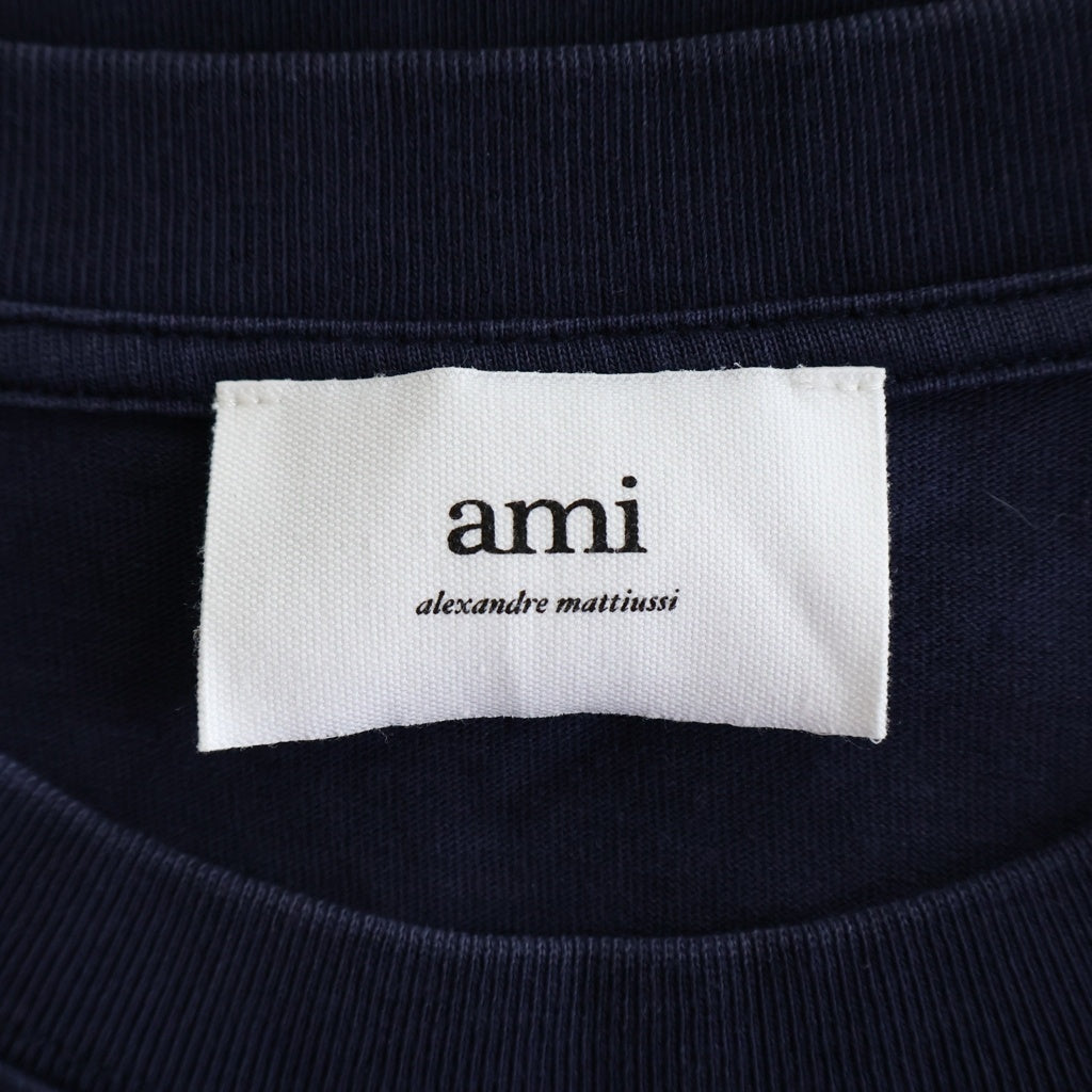 AMI Alexandre Mattiussi(アミアレクサンドルマテュッシ) T-Shirt ハートロゴ刺繍 半袖Tシャツ ブラック UTS005.726