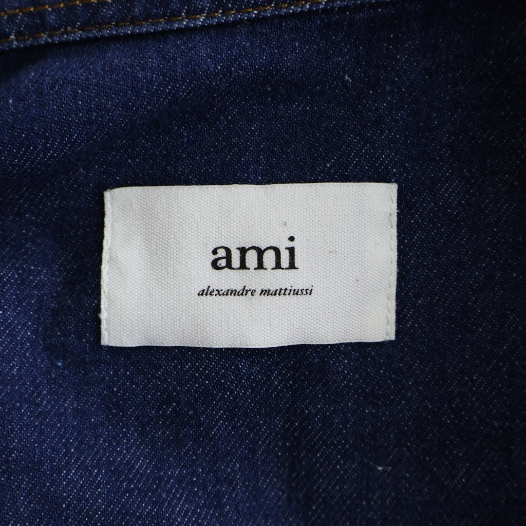 AMI Alexandre Mattiussi(アミアレクサンドルマテュッシ) Denim Shirt ハートロゴ刺繍 長袖デニムシャツ インディゴ HSH114.650