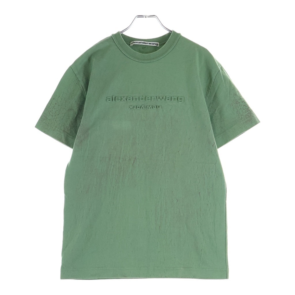 ALEXANDER WANG(アレキサンダーワン) Emboss T-Shirt エンボスロゴ バイカラー半袖Tシャツ グリーン