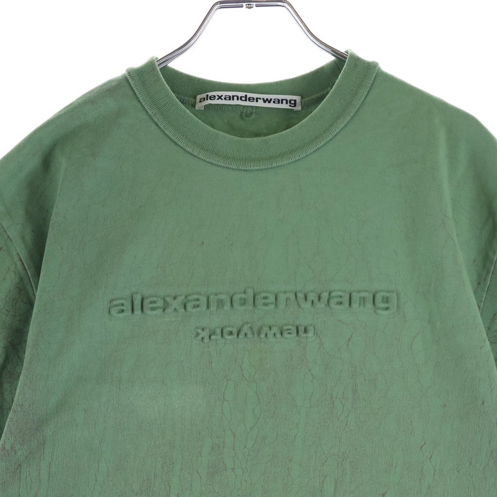 ALEXANDER WANG(アレキサンダーワン) Emboss T-Shirt エンボスロゴ バイカラー半袖Tシャツ グリーン