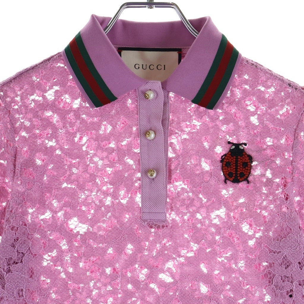 GUCCI(グッチ) Polo Shirt レース 半袖ポロシャツ ピンク 434550 X5D62