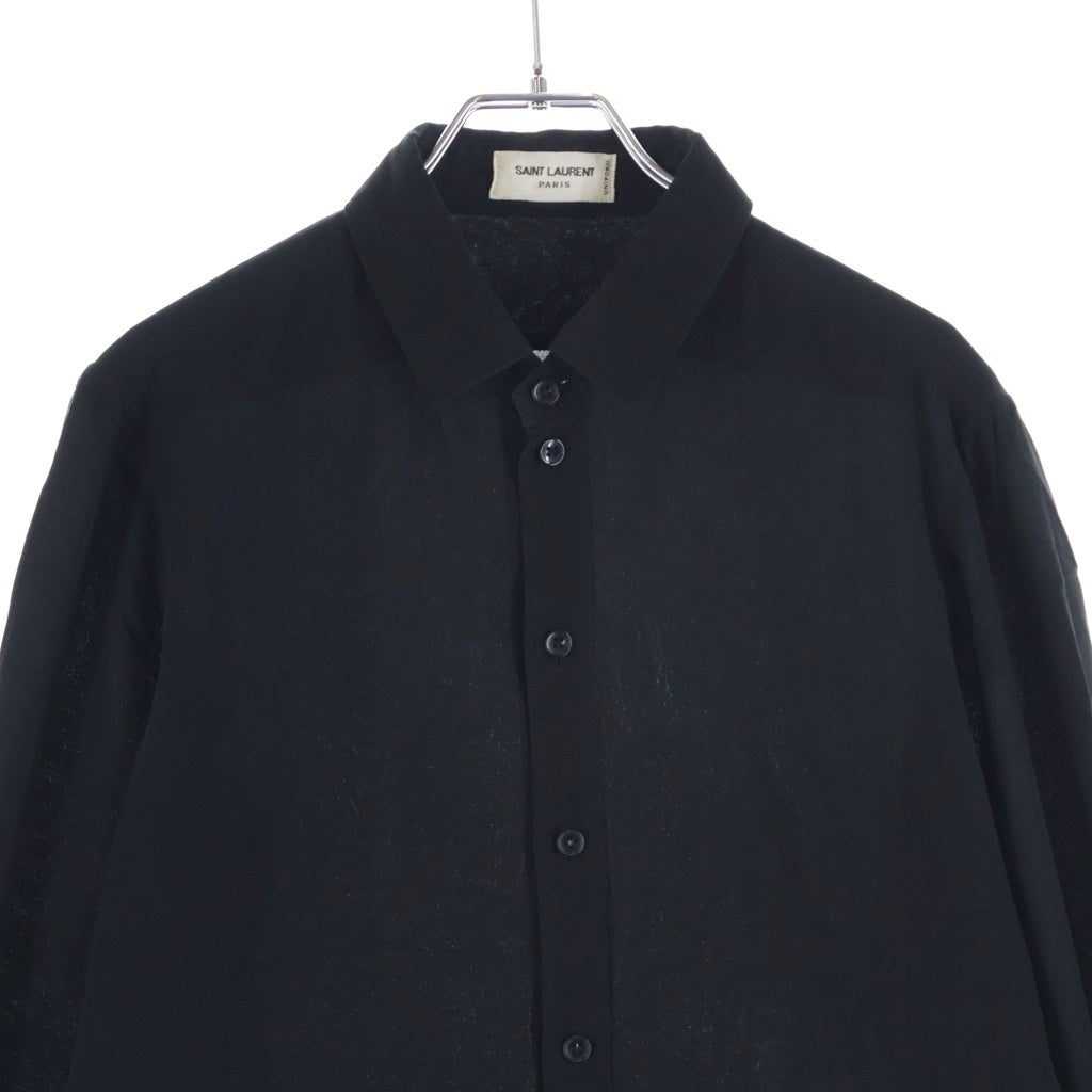 SAINT LAURENT PARIS(サンローランパリ) Uniform Silk Shirt ユニフォーム 長袖シルクシャツ ブラック レディース 636994 Y100W