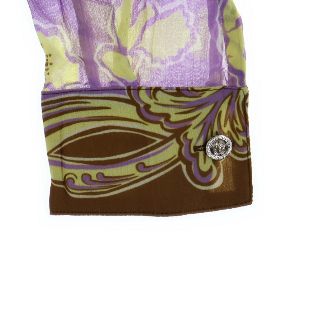 VERSACE(ヴェルサーチ) Sheer Shirt 総柄 長袖シアーシャツ パープル 1019545