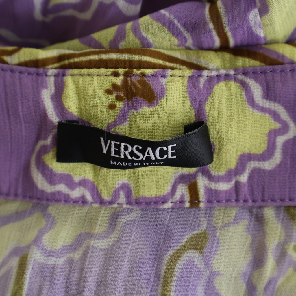 VERSACE(ヴェルサーチ) Sheer Shirt 総柄 長袖シアーシャツ パープル 1019545
