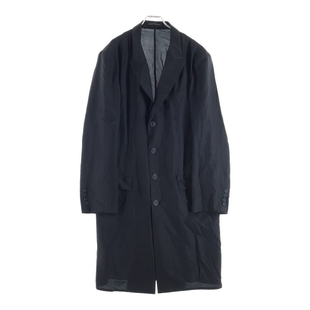 Yohji Yamamoto POUR HOMME(ヨウジヤマモト プールオム) SILK HABUTAE 4 BUTTONS LONG SUIT HK-J23-444 シルク 4ボタン ロングスーツ ジャケット コート ブラック