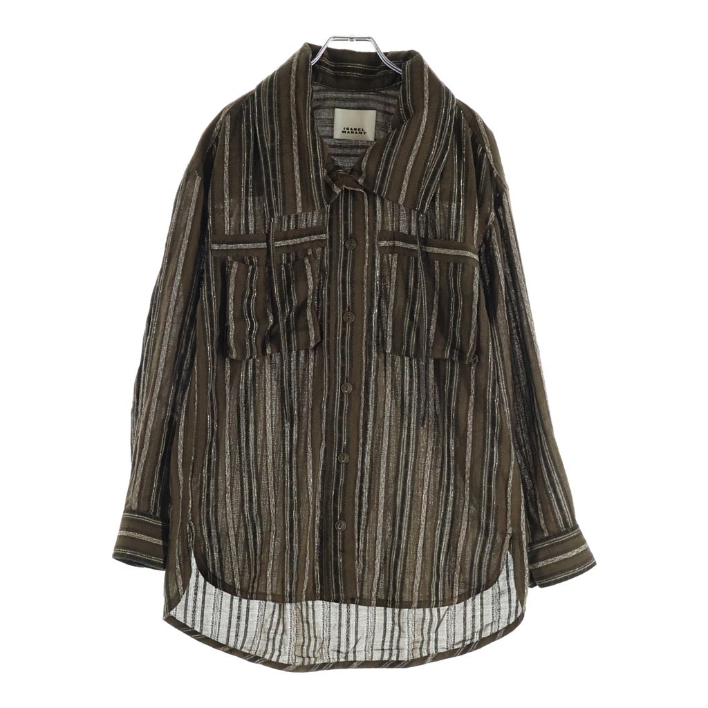 ISABEL MARANT(イザベル マラン) CHELIA SHIRTS 26ECH0340FA-D2G02I シェリアシャツ ストライプ ロングスリーブ長袖シャツ ブラウン
