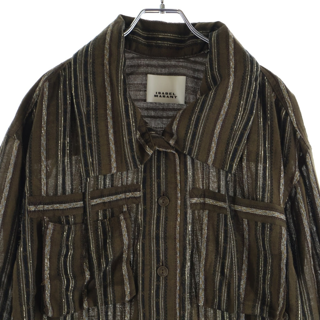 ISABEL MARANT(イザベル マラン) CHELIA SHIRTS 26ECH0340FA-D2G02I シェリアシャツ ストライプ ロングスリーブ長袖シャツ ブラウン