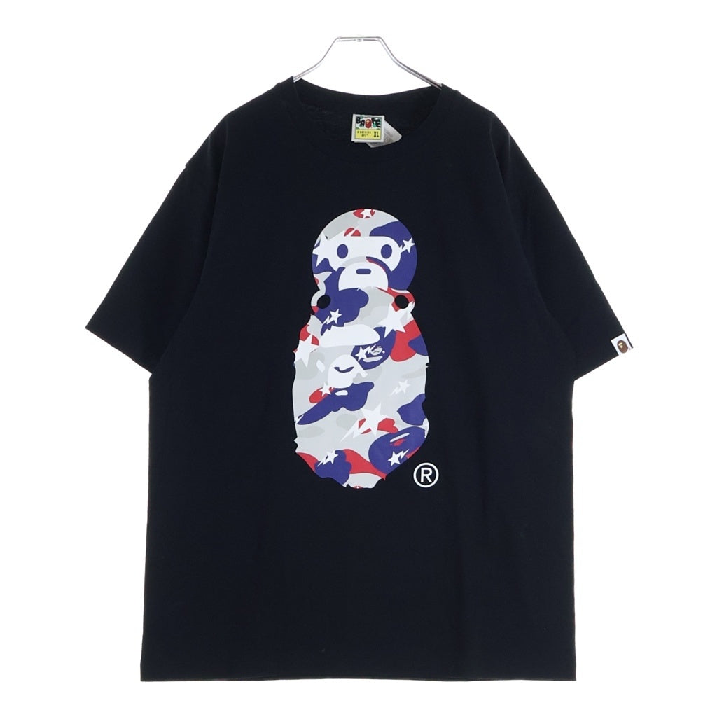 A BATHING APE(アベイシングエイプ) STA STRIKE CAMO MILO ON APE HEAD カモ マイロ 半袖Tシャツ カットソー クルーネック ブラック 0ZXTEMX01610R