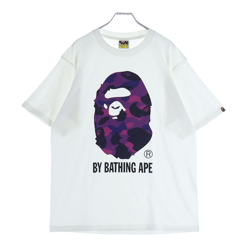 A BATHING APE(アベイシングエイプ) エイプヘッドロゴ カモ柄 半袖Tシャツ カットソー クルーネック ホワイト 0ZXTEM020101Q