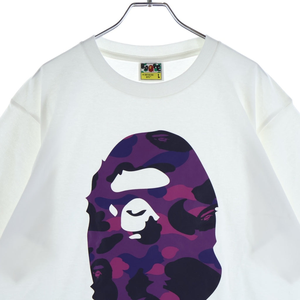 A BATHING APE(アベイシングエイプ) エイプヘッドロゴ カモ柄 半袖Tシャツ カットソー クルーネック ホワイト 0ZXTEM020101Q
