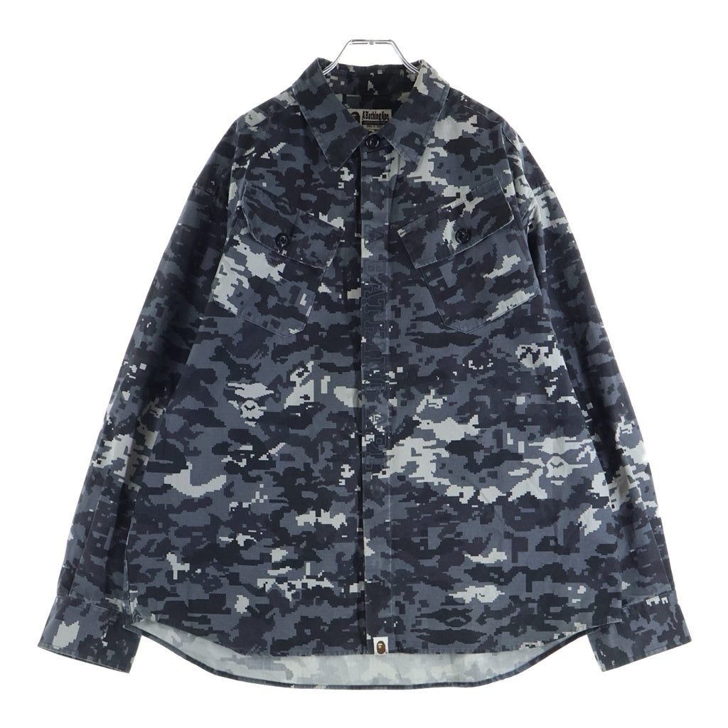 A BATHING APE(アベイシングエイプ) MULTI PIXEL CAMO MILITARY SHIRT マルチ ピクセル カモ ミリタリー シャツ グレー 0ZXSTM319401Q