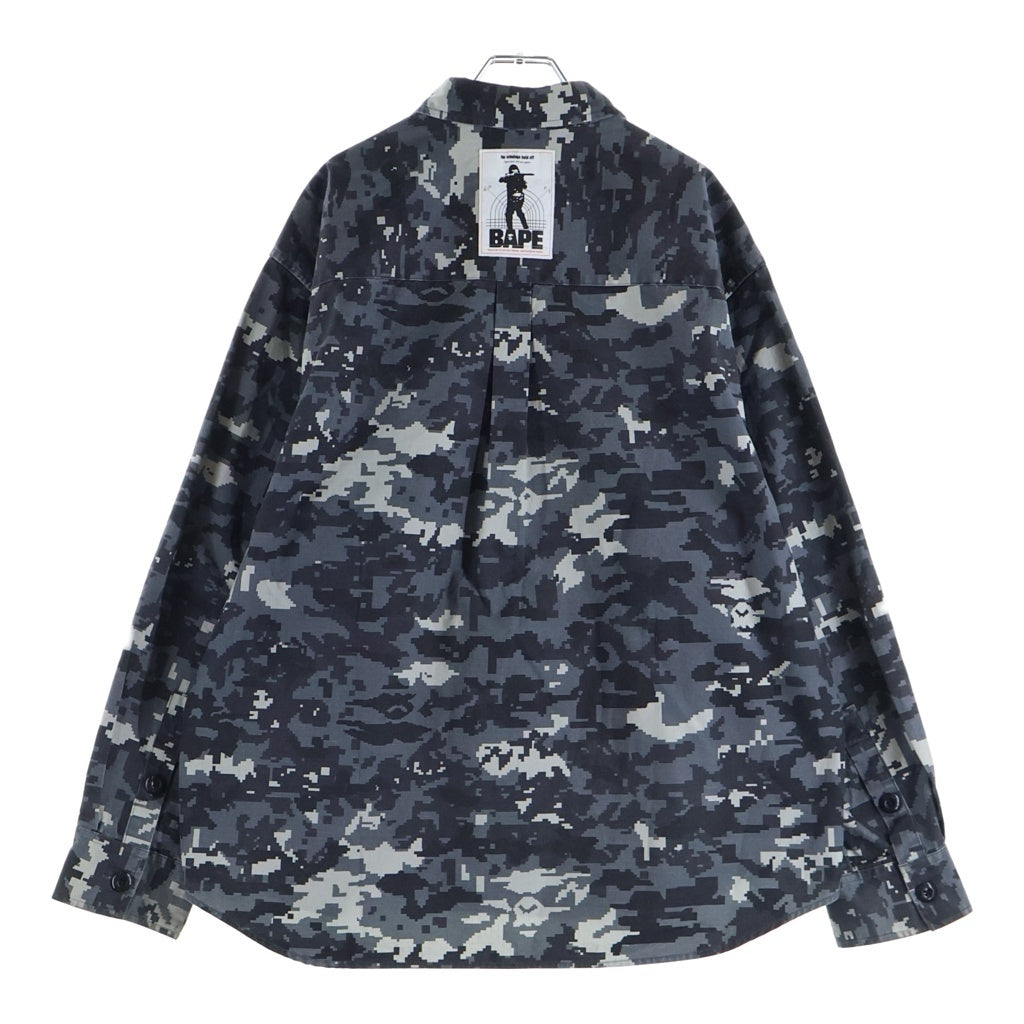 A BATHING APE(アベイシングエイプ) MULTI PIXEL CAMO MILITARY SHIRT マルチ ピクセル カモ ミリタリー シャツ グレー 0ZXSTM319401Q