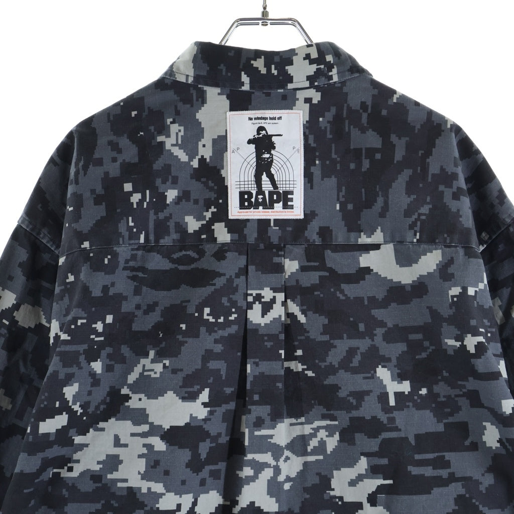 A BATHING APE(アベイシングエイプ) MULTI PIXEL CAMO MILITARY SHIRT マルチ ピクセル カモ ミリタリー シャツ グレー 0ZXSTM319401Q