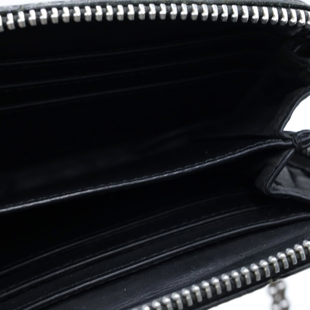 CHROME HEARTS(クロムハーツ) 3 SIDE ZIP ALLIGATOR 3サイドジップ アリゲーターレザー ピラミッドスタッズ ベイビーファット ウォレット 財布 ブラック