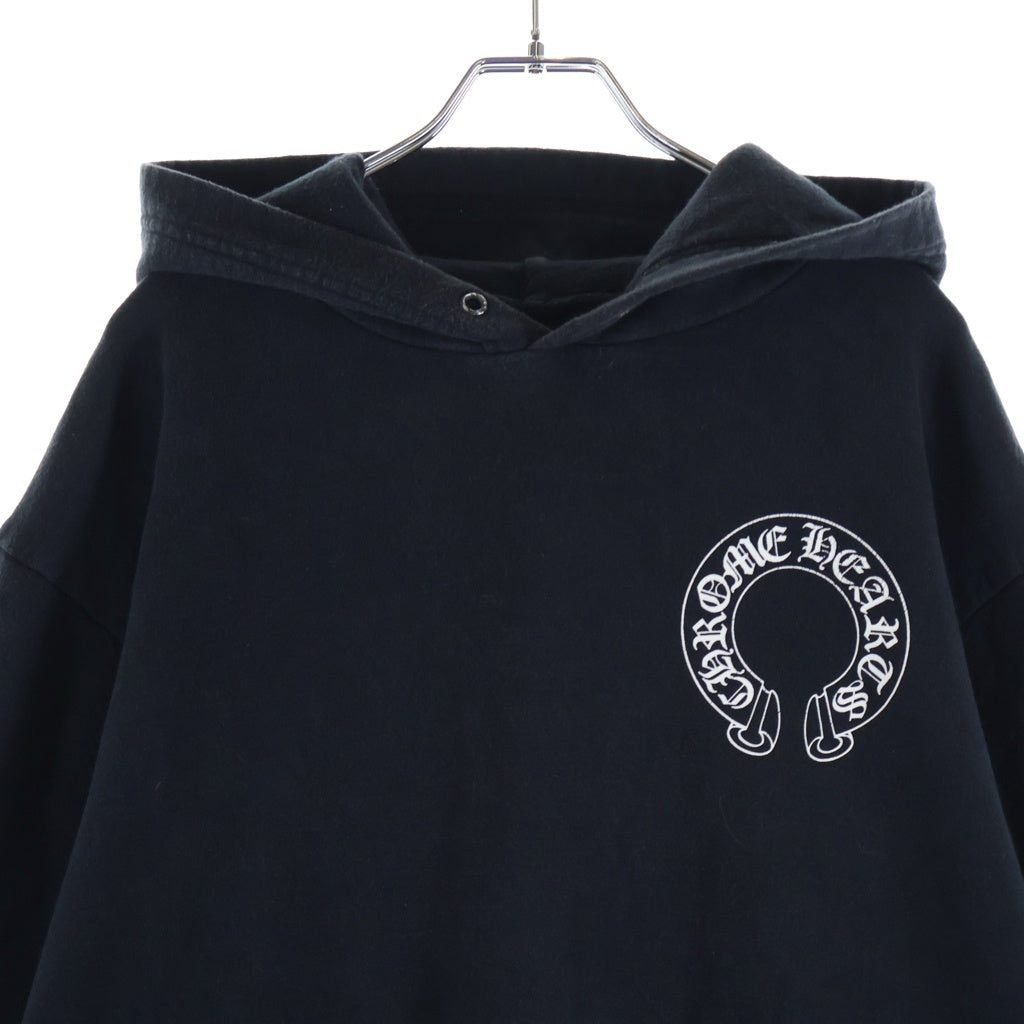 CHROME HEARTS(クロムハーツ) SWTSHRT PLVR アームフローラル バックホースシュープリント プルオーバースウェットパーカー フーディー ブラック