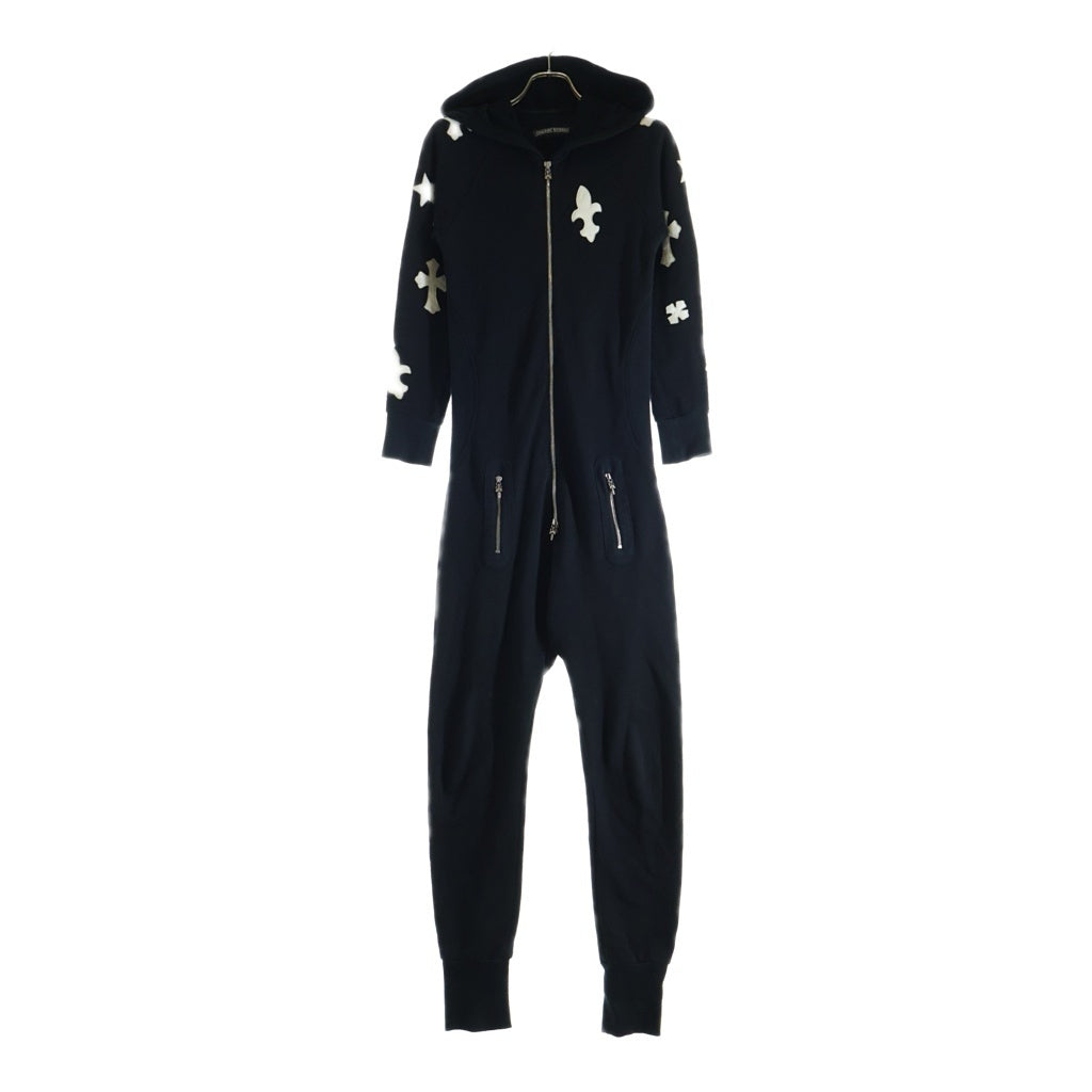 CHROME HEARTS(クロムハーツ) JUMP SUIT マルチレザークロスパッチ ダガージップ ジャンプスーツ オールインワン フーディー ブラック