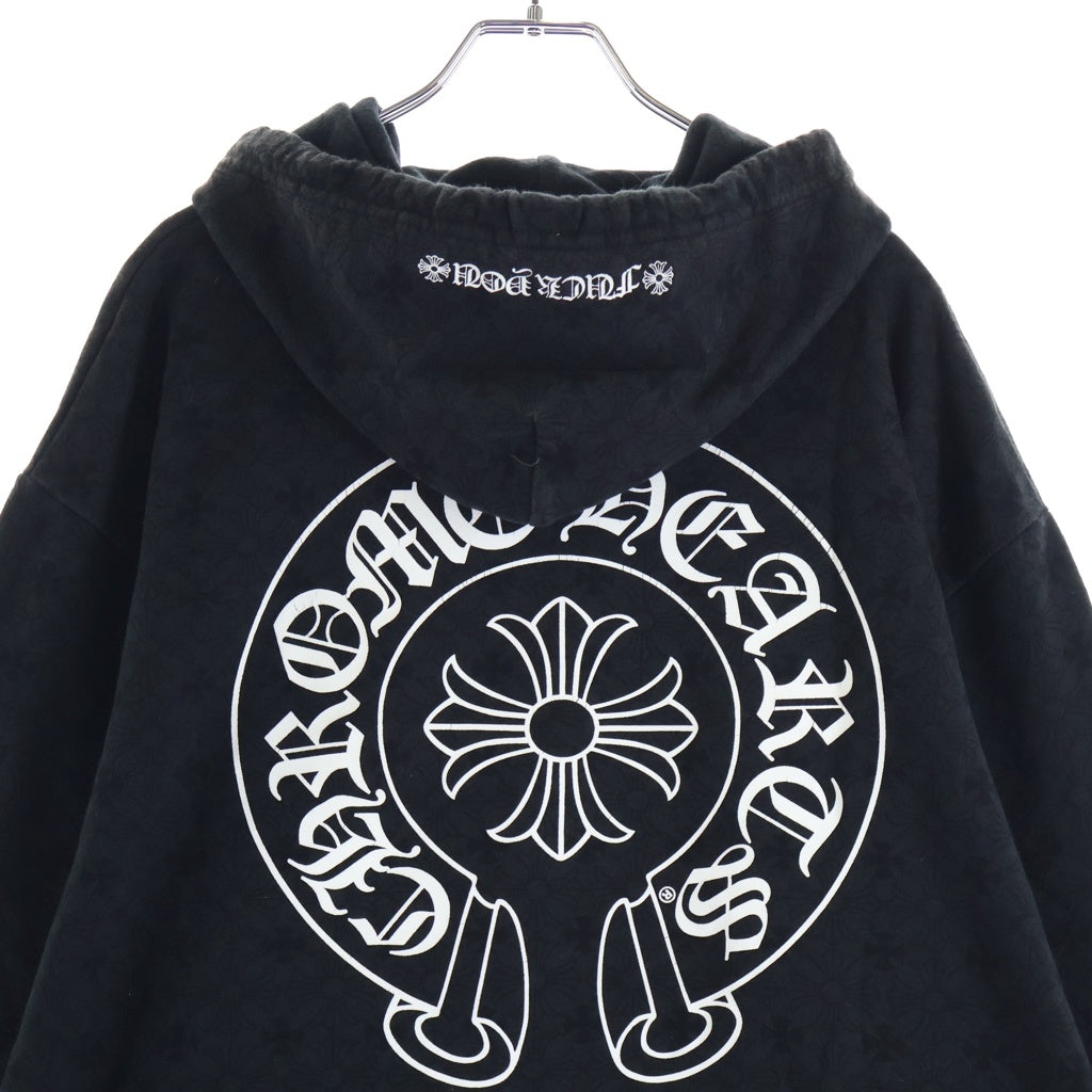 CHROME HEARTS(クロムハーツ) SWTSHRT PLVR CHプラス総柄 バックホースシュープリント プルオーバースウェットパーカー フーディー ブラック