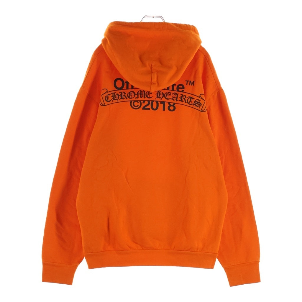 CHROME HEARTS(クロムハーツ) OFF-WHITE SWTSHRT PLVR オフホワイト バックスクロールプリント プルオーバースウェットパーカー フーディー オレンジ